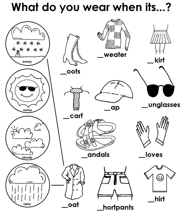 одежда на английском для детей