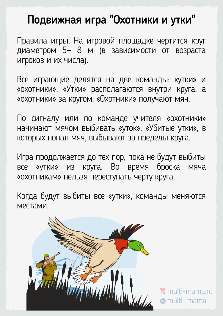 Подвижная игра "Охотники и утки"